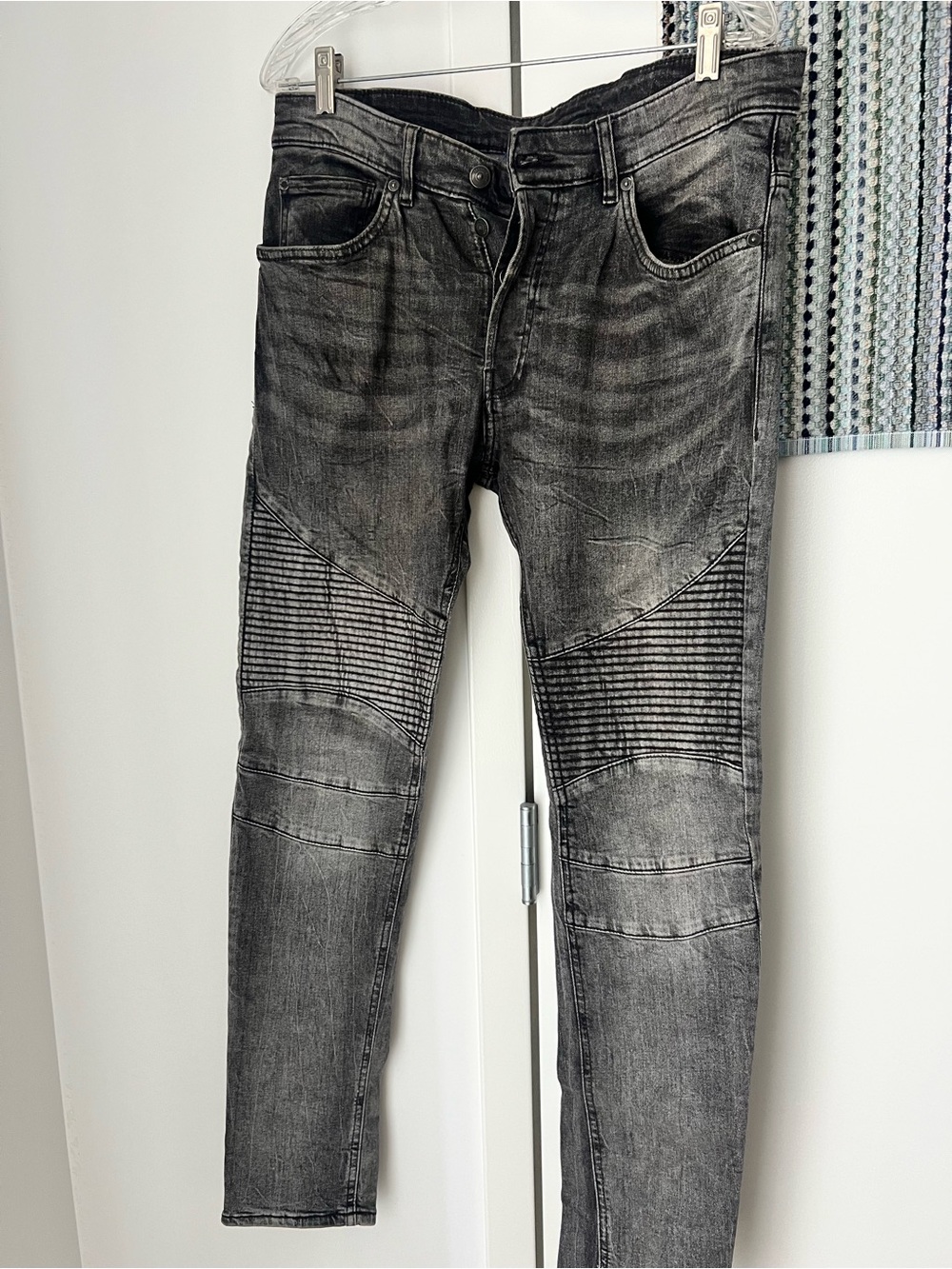 H&M Slim Biker-Style Jeans in Washed Black